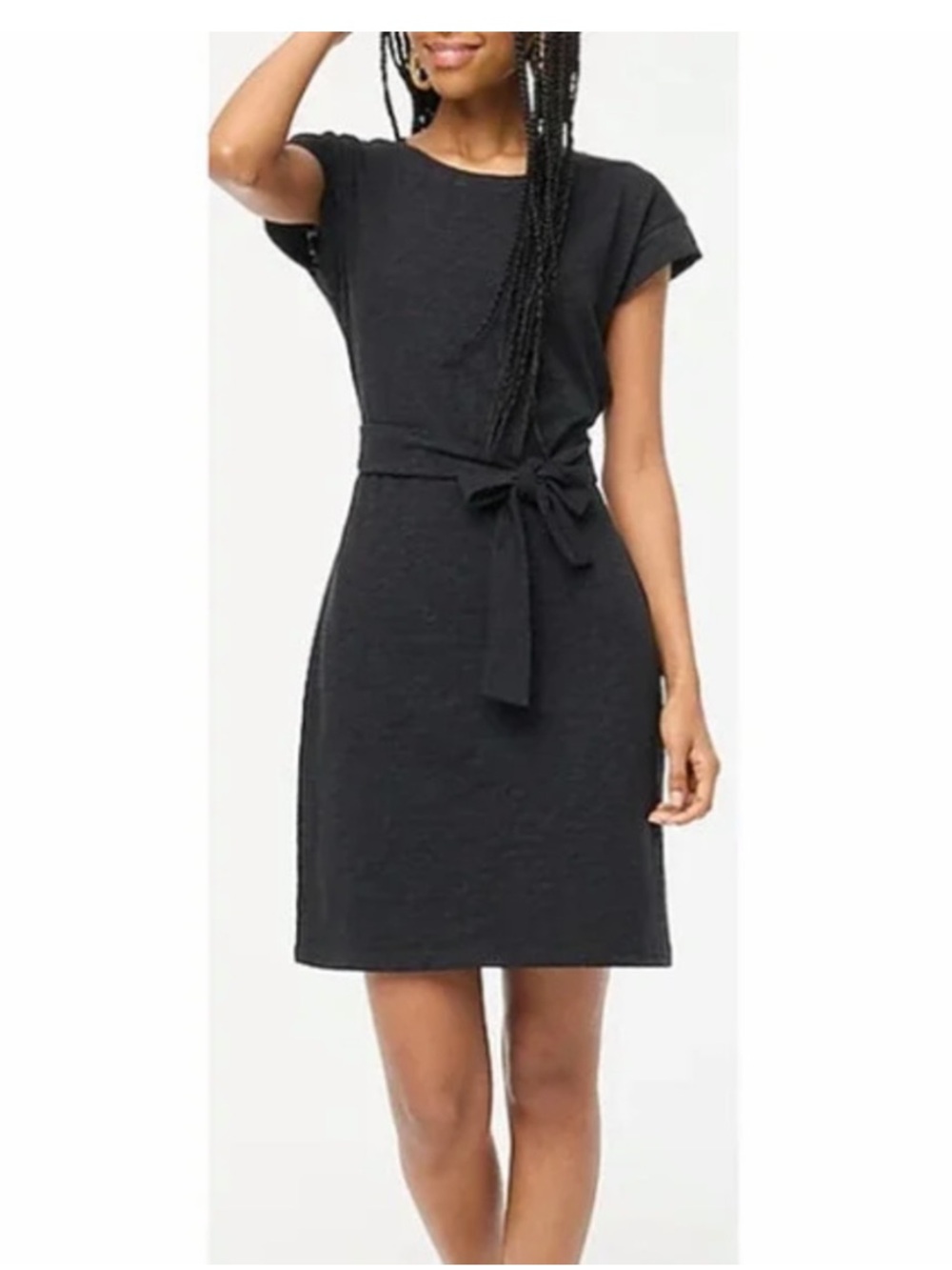J. Crew Black Tie-Front Short-Sleeve Dress
